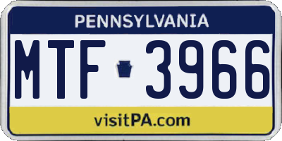 PA license plate MTF3966