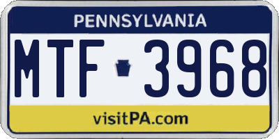 PA license plate MTF3968