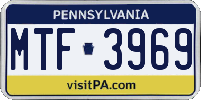 PA license plate MTF3969