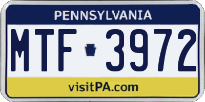 PA license plate MTF3972