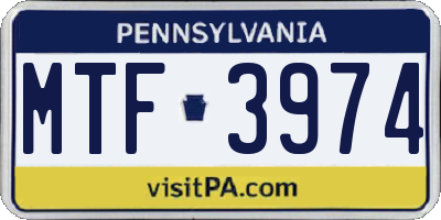 PA license plate MTF3974