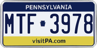 PA license plate MTF3978