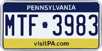 PA license plate MTF3983
