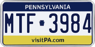 PA license plate MTF3984
