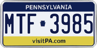 PA license plate MTF3985