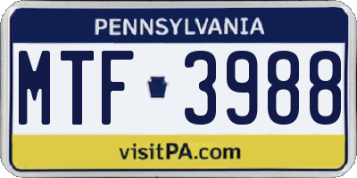 PA license plate MTF3988