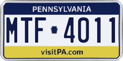 PA license plate MTF4011