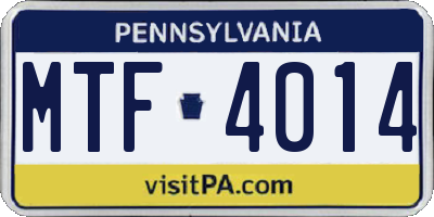 PA license plate MTF4014