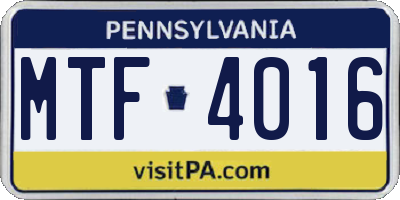 PA license plate MTF4016