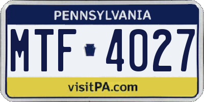 PA license plate MTF4027