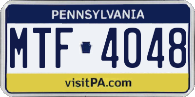 PA license plate MTF4048
