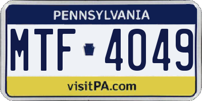 PA license plate MTF4049