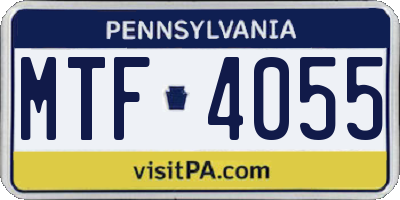 PA license plate MTF4055