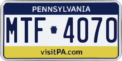 PA license plate MTF4070