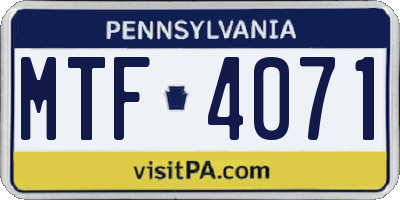 PA license plate MTF4071