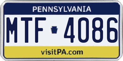 PA license plate MTF4086