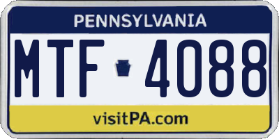 PA license plate MTF4088