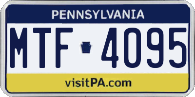 PA license plate MTF4095