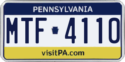 PA license plate MTF4110