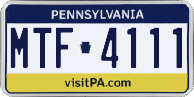 PA license plate MTF4111
