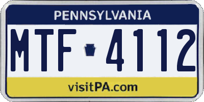PA license plate MTF4112