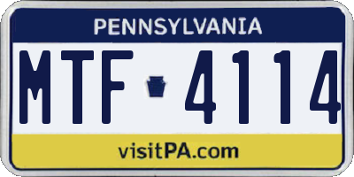 PA license plate MTF4114