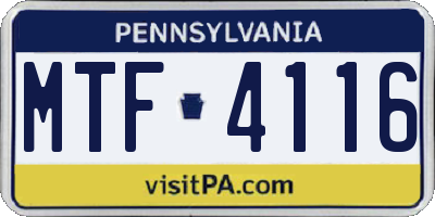 PA license plate MTF4116