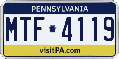 PA license plate MTF4119