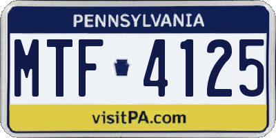 PA license plate MTF4125