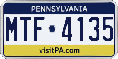 PA license plate MTF4135