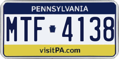 PA license plate MTF4138