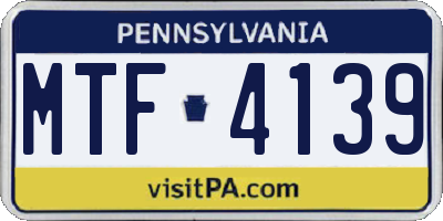 PA license plate MTF4139