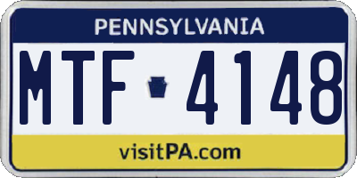 PA license plate MTF4148