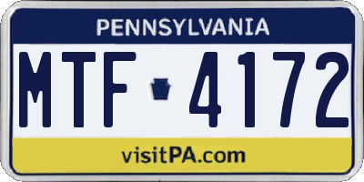 PA license plate MTF4172