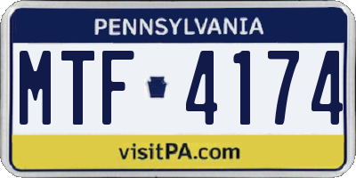 PA license plate MTF4174