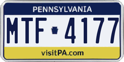 PA license plate MTF4177