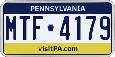 PA license plate MTF4179