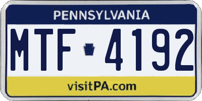 PA license plate MTF4192