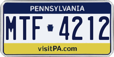 PA license plate MTF4212