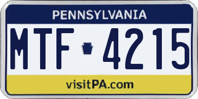 PA license plate MTF4215