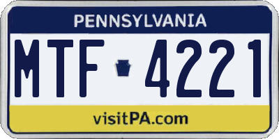 PA license plate MTF4221