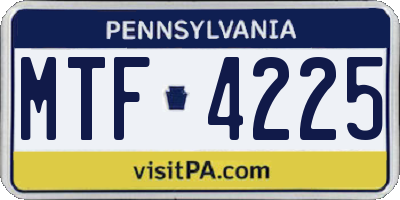 PA license plate MTF4225