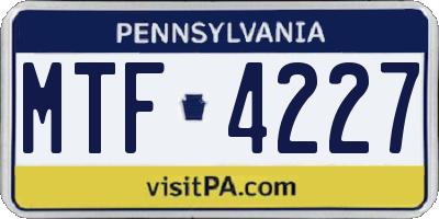 PA license plate MTF4227