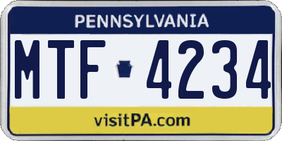 PA license plate MTF4234