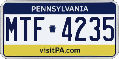 PA license plate MTF4235