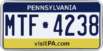 PA license plate MTF4238