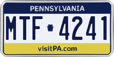 PA license plate MTF4241