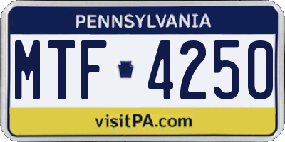 PA license plate MTF4250