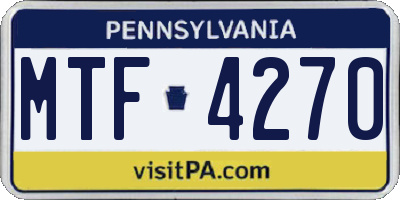 PA license plate MTF4270