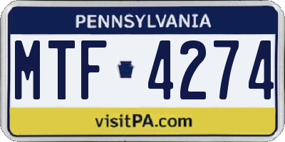 PA license plate MTF4274